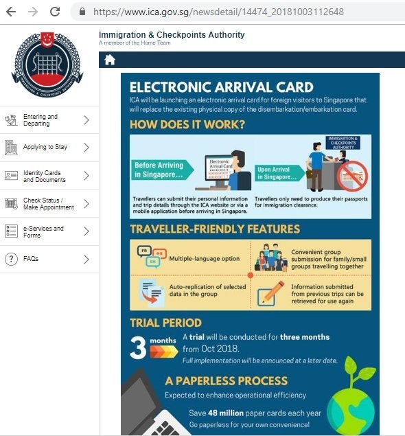 Electronic Arrival Card