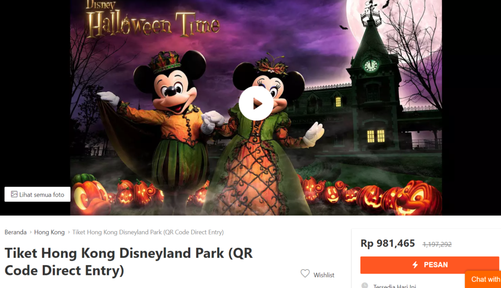 Pesan Tiket Online Disneyland Hongkong