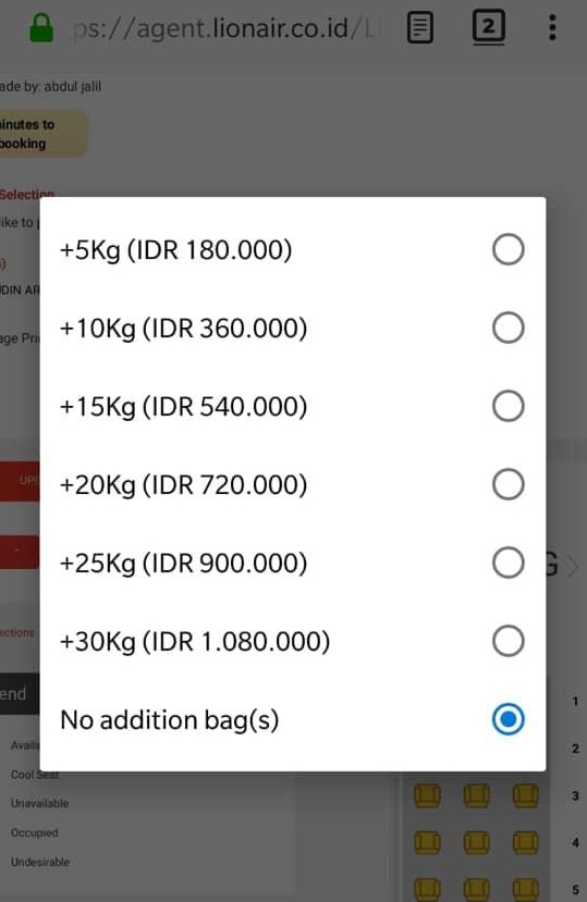 Tarif Bagasi Lion Air